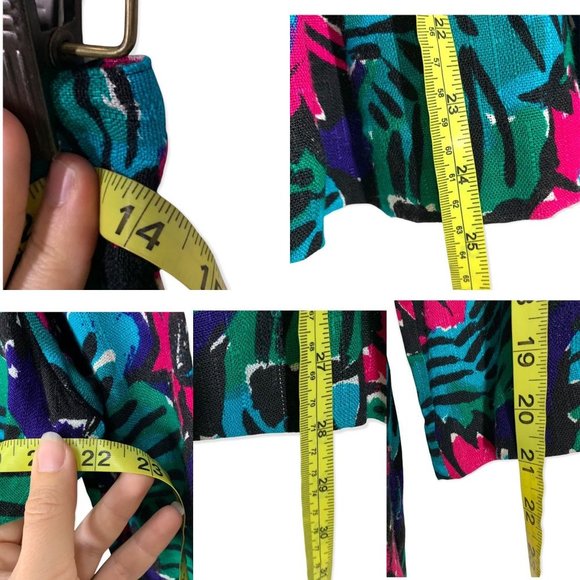 Vintage 90s Abstract Jungle Floral Print Skirt Set Medium - Picture 5 of 14